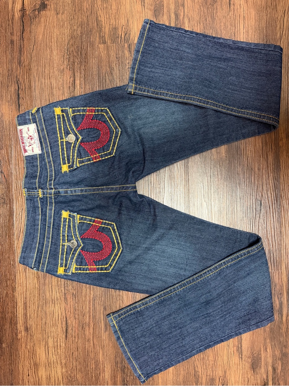 Vintage True Religion Joey Super T Ultra Low Rise Dark Blue Straight-Leg Jeans